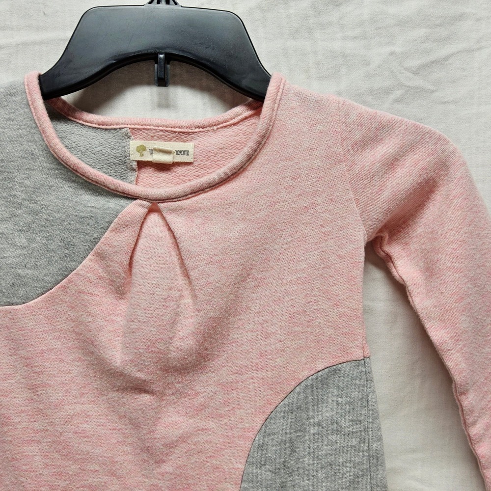 Tucker + Tate Sweatshirt Dress Kids 4 Pink Gray Colorblock Long Sleeve Pleated